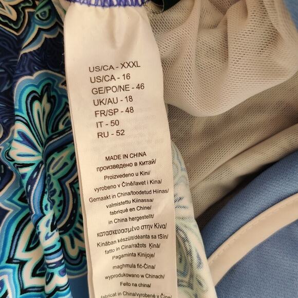 Ralph Lauren Blue Paisley Underwire One Piece Swimsuit Size 16 Captiva Bandeau - Picture 5 of 11